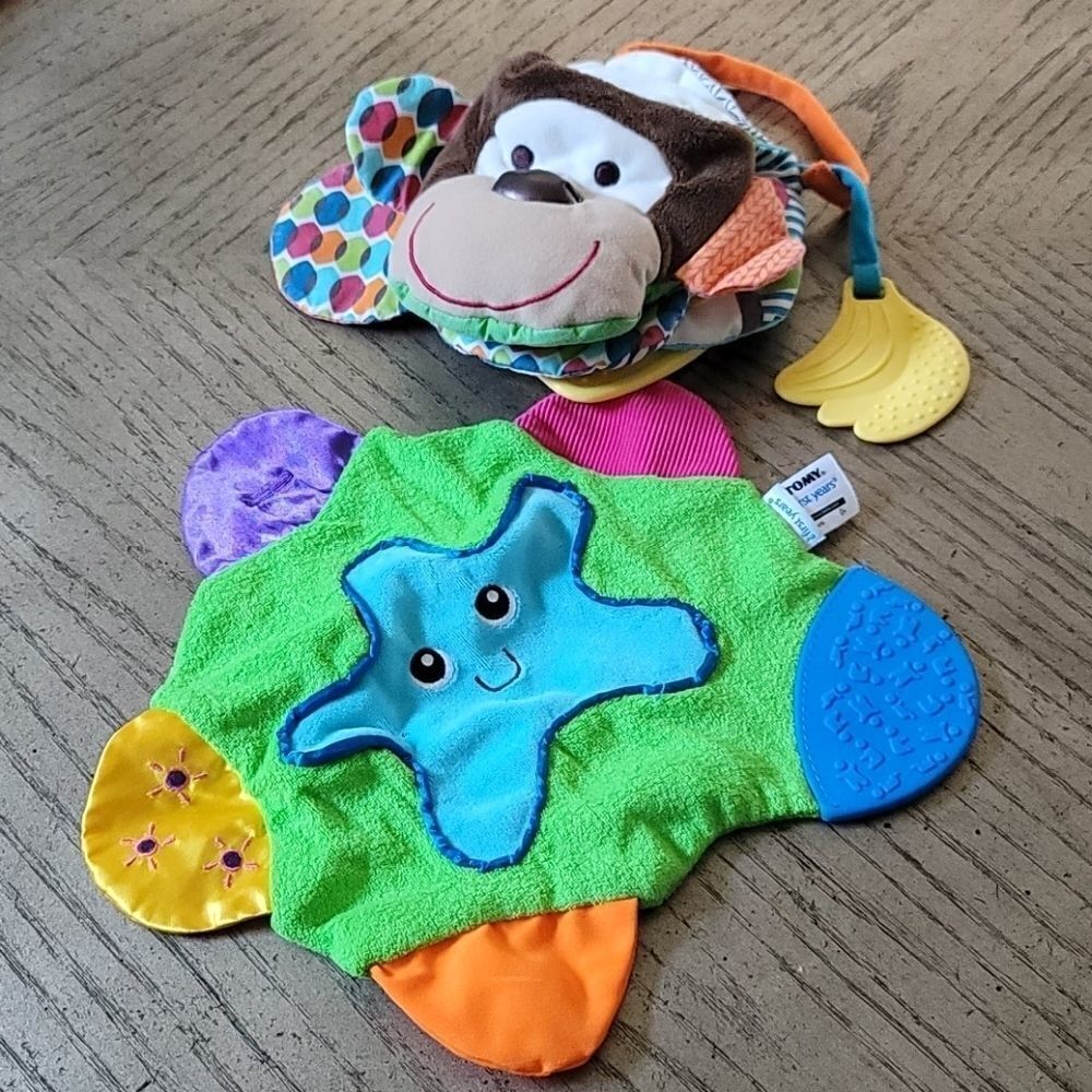 Skip Hop monkey puppet book and teething blanket